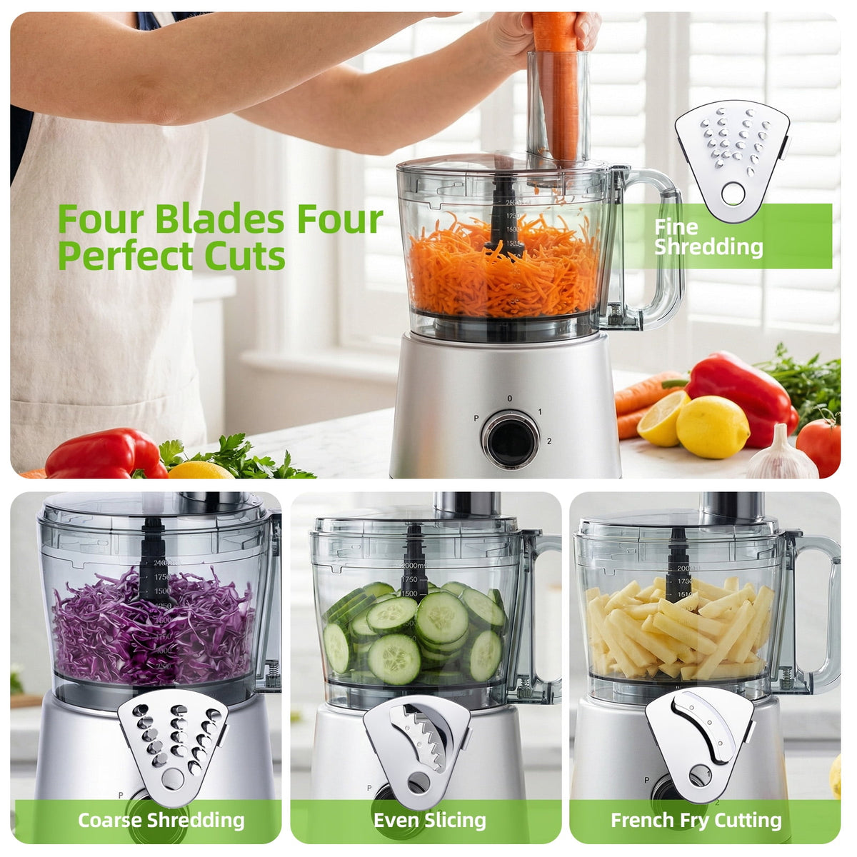 RUIE 10 Cup Food Processor with Salad Spinner for Chop, Puree, Slice,