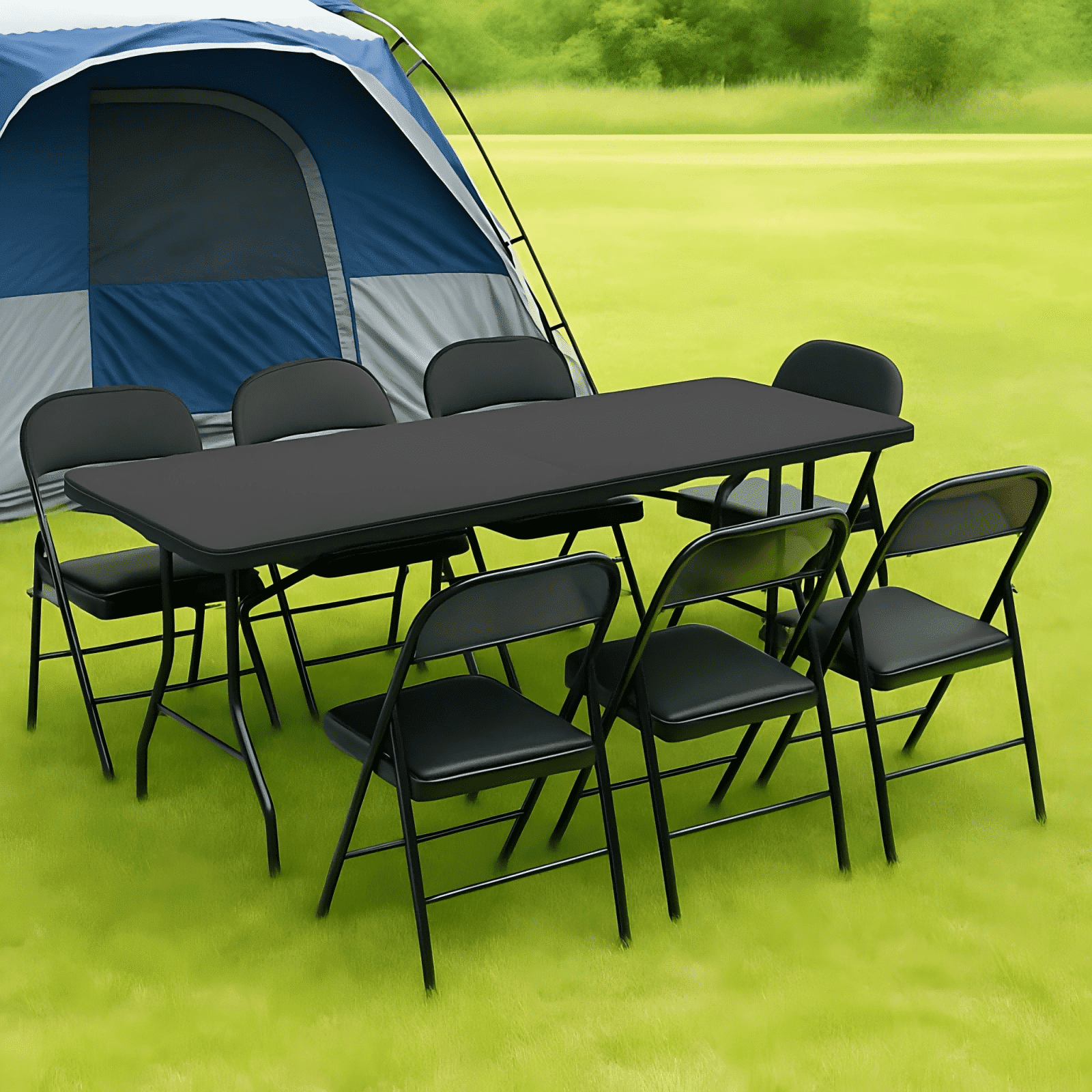 RUIE Folding Table 6ft Plastic Folding Outdoor Table, Black