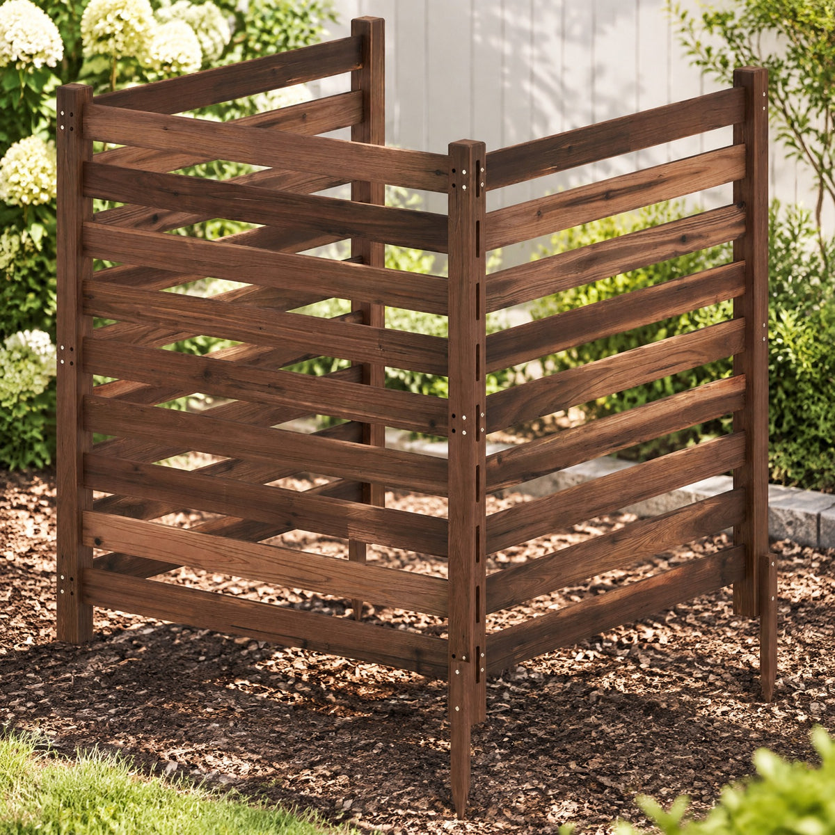 RUIE 3-panel Wooden Outdoor Privacy Fence with Ground Stakes, Fir Wood