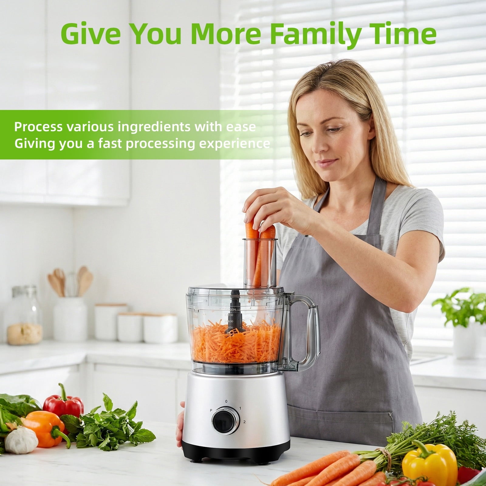 RUIE 10 Cup Food Processor with Salad Spinner for Chop, Puree, Slice,