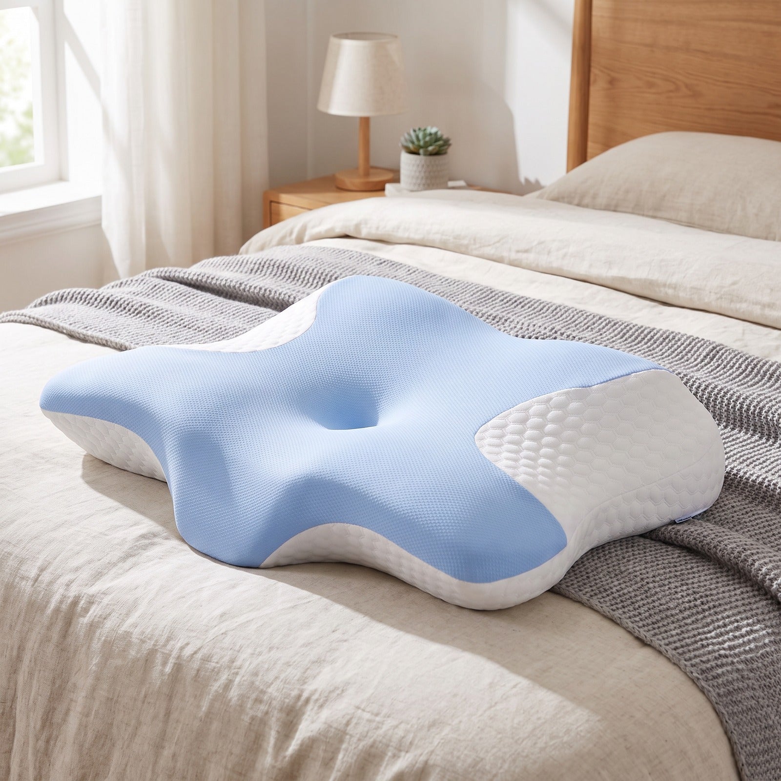 RUIE Contour Neck Support Pillow with Butterfly Shape, Zoned Head Crad