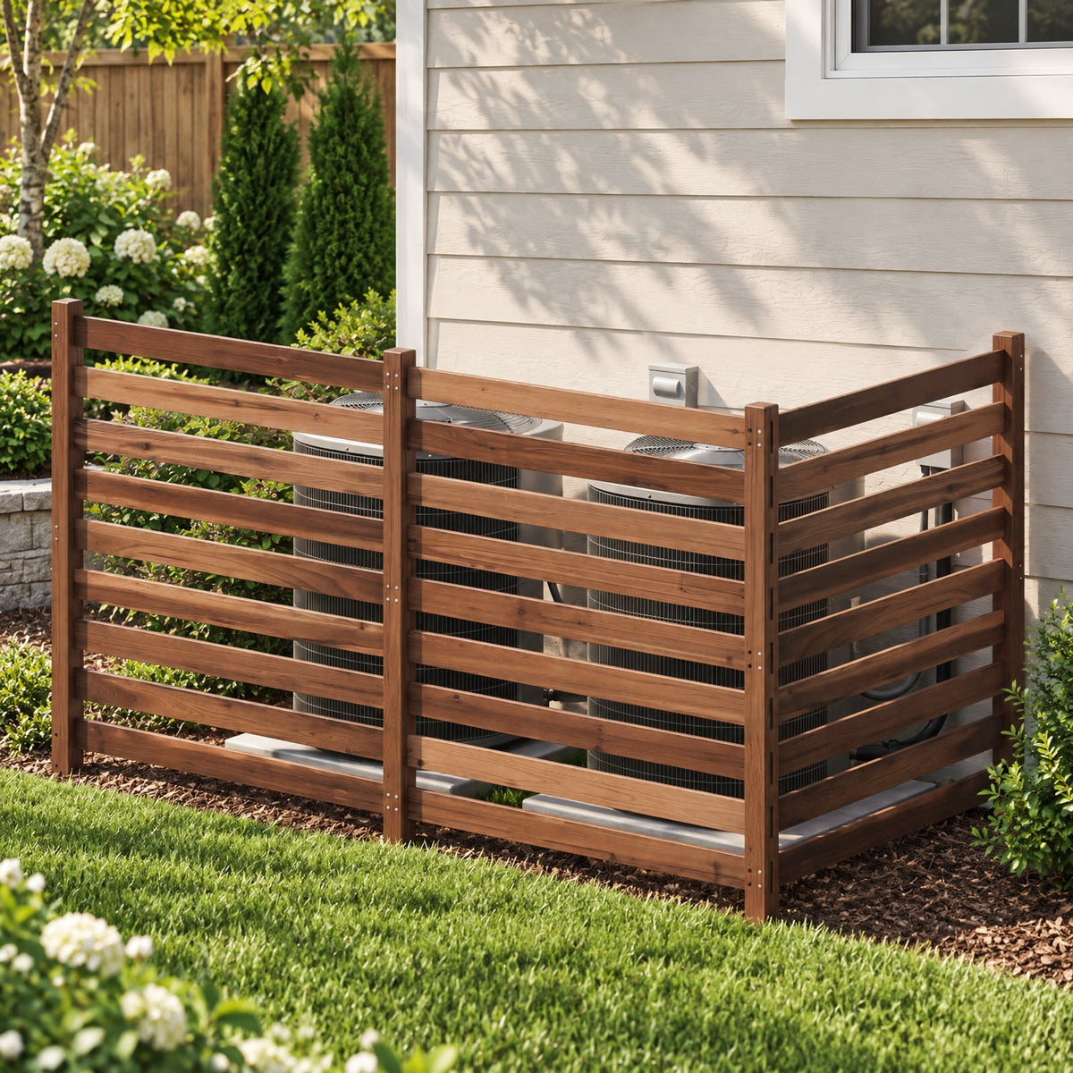 RUIE 3-panel Wooden Outdoor Privacy Fence with Ground Stakes, Fir Wood