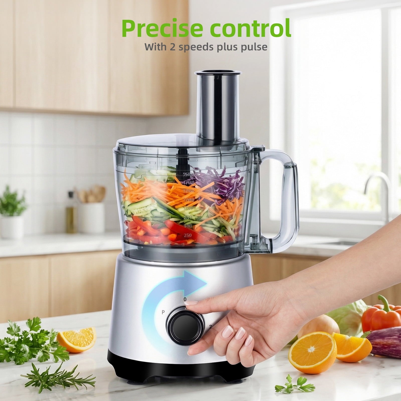 RUIE 10 Cup Food Processor with Salad Spinner for Chop, Puree, Slice,